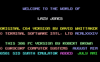 Lazy Jones title screen